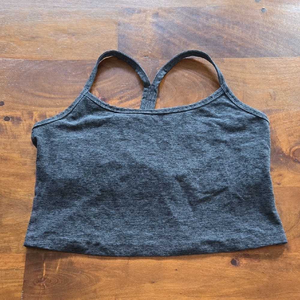 Beyond Yoga Spacedye Slim Racerback Cropped Tank Top Charcoal Gray Size XL